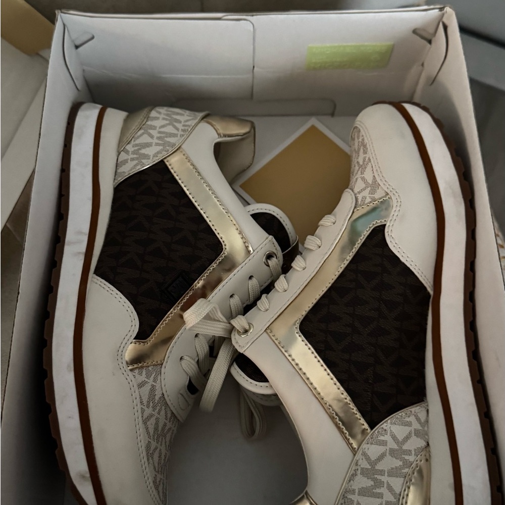 Michael Kors Gold and Cream Sneakers